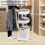 اشتري Xcsource Laundry Basket With Wheel Rolling Laundry Sorter 3-Tier Basket Stand With 6 Side Hooks For Kitchen Bathroom في الامارات