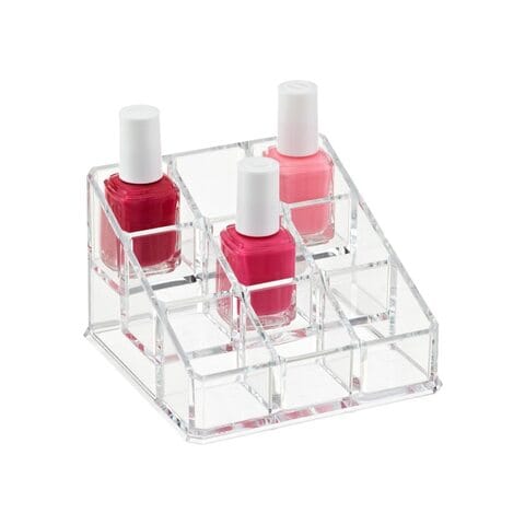 اشتري منظم أحمر الشفاه وفرش مكون من 9 اقسام بشكل مكعب شفاف - 9-Compartment Lipgloss And Brushes Organizer Clear في السعودية