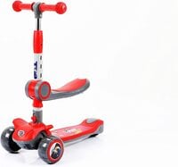 Top Gear 2 In 1 Scooters For Kids 695, Toddler Scooter For Ages 2-7, Music &amp; Light Kids Kick Scooter With Foldable Seat, 3 Wheel Scooter And Adjustble Height For Boys/Girls (Red)