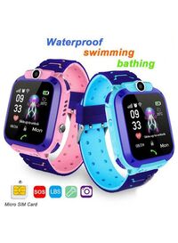 Generic Q12 Kids Intelligent Watch IP67 Waterproof Touch-Screen Sos Phone Call Device Location Tracker Anti-Lost Watches Blue