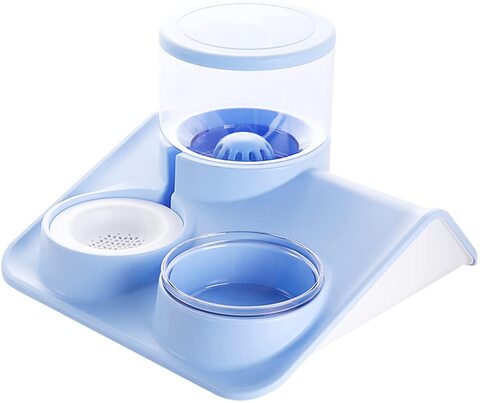 اشتري Double Dog Cat Bowls with Automatic Water Dispensers Set Detachable Glass Bowl No-Spill Pet Food Water Bowls for Puppy Small Medium Pets 2-in-1 Design, Blue… في الامارات