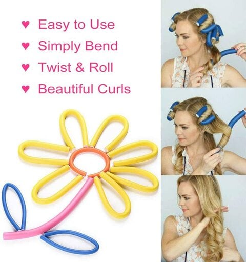 Generic 10 Pcs Hair Curlers Roll Stick Soft Sponge Hair Curling Roller Flex Silicone Magic Air Foam Roller Bendy Rod Hair Styling Tools (Blue)
