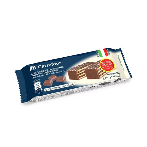 Carrefour Wafer Dark Chocolate Filled With Cocoa Cream 38gr