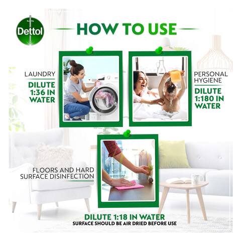 ديتول سائل مطهر لحماية فعالة من الجراثيم والنظافة الشخصية، يستخدم في تنظيف الأرضيات والاستحمام والغسيل، 2 لتر