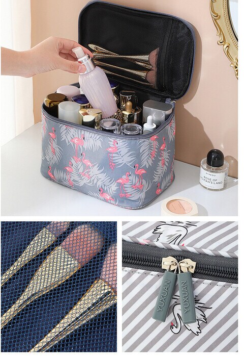 Travel Makeup Cosmetics Storage Bag With More Capacity For Women With Beautiful Print.