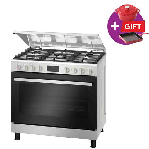 Bosch Serie 6-Gas Range Cooker HGX5H0W50M Silver (Plus Extra Supplier&#39;s Delivery Charge Outside Doha)