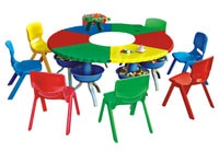 Rbwtoys Childhood Activity Plastic Colorfull Round Shaped 8 Person Table Chair Set For Kids RW-17132 Size, 136&times;50cm