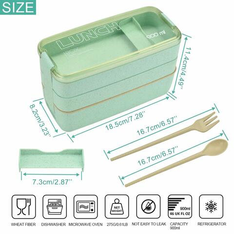 Buy Aiwanto 900ml 3 Layered Lunch Boc Bento Storage Box Tiffin Box ...