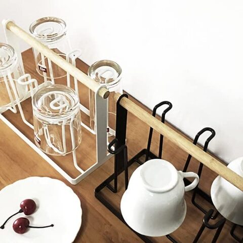  iplusmile 1 Set Cup Rack Glass Drying Rack Cups Organizer Cup  Drying Rack Cup Storage Rack Glass Cup Draining Rack Cup Organizer Cup  Drainer Stand Rack Water Cup Iron Plating Coffee