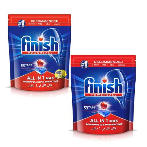 اشتري Finish All-In-One Regular Dishwasher Detergent Tablets And Lemon Detergent Tablets 53 countx2 في الامارات