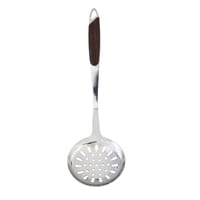 Royalford Rf9775 Stainless Steel Skimmer With Wooden Finish Handle - Slotted Skimmer Spoon For Kitchen Frying Food, Pasta, Spaghetti, Noodle, Fries - Hot Pot Net Drainer/Strainer