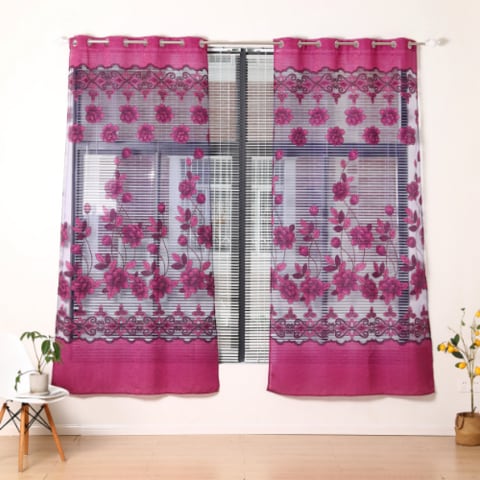 Deals For Less Luna Home, Modern Tulle, Window Curtains Set Of 2 Pieces, Bordo Color