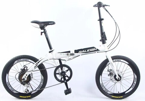 Raleigh 20 Inch Carbon Steel Foldable City Bike and Custom 7-Speed Foldable Bike(White)