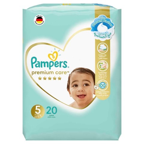 Pampers Premium Care Diapers Junior Size 5 11-16kg Carry Pack White 20 count