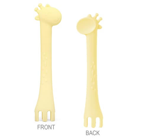 Star Babies Unbreakable Spoon and Fork Baby Feeding Training, Yellow