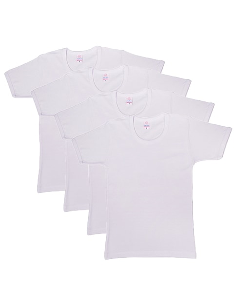 4 - Pieces Cotton Round neck Undershirt Underwear Boy White ( 7-8 Years )