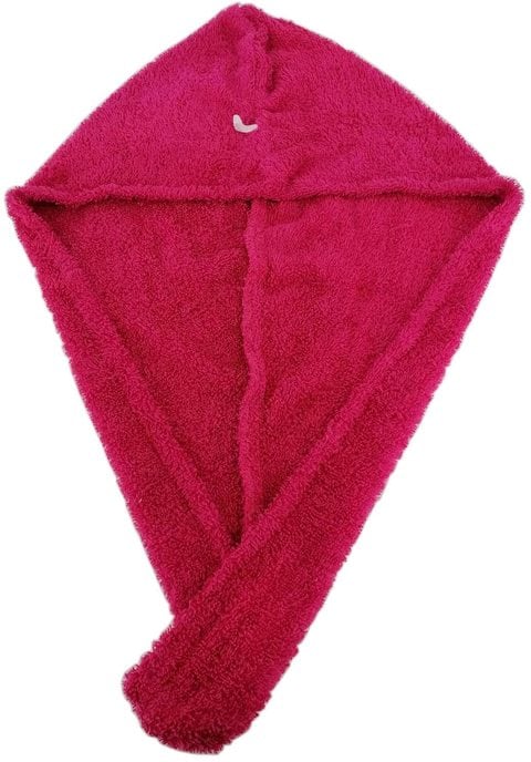 Lushh 100% Cotton Terry Hair Towel Wrap, Bath Shower Head Towel Quick Magic Dryer, Fuchsia