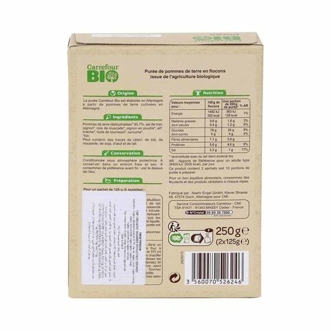 Carrefour Bio Organic Mashed Potatoes 2&times;125g