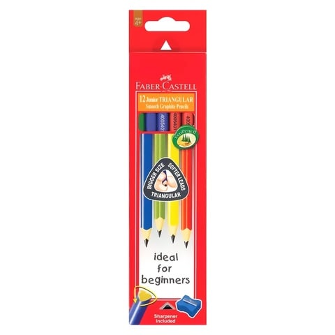 Faber-Castell Junior Grip Triangular Graphite Pencil 12 PCS with Sharpener Multicolour