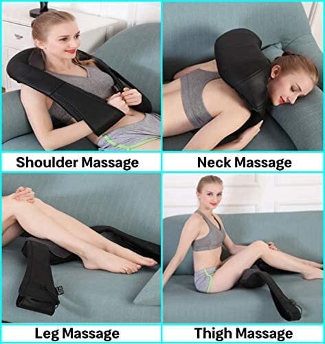Sky Land Neck And Shoulder Back Massager With Heat, Electric Vibration Deep Tissue 3D Kneading Massage Pillow For Pain Relief On Waist, Leg, Calf, Foot, Arm, Belly, Full Body, Muscles [Em-6124]