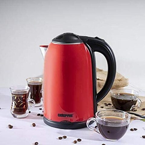 Geepas Electric Kettle, Red/Coffee Brown, Gk38013, 1.7 Litre