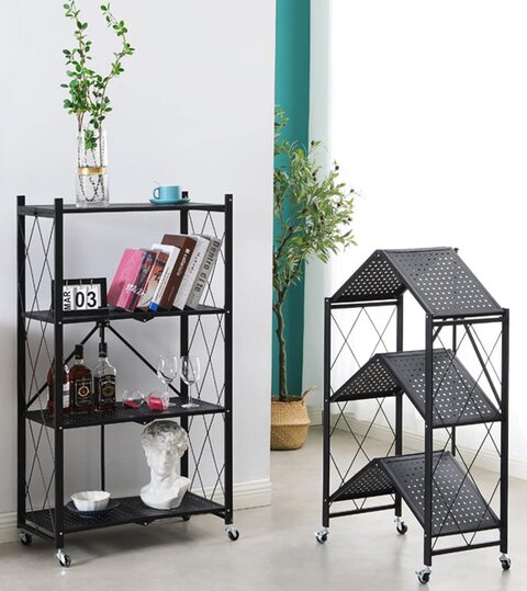 Buy 5 Tier Metal Storage Rack Foldable Shelf Kitchen Organizer Bedroom  Shelves Rolling Cart Online - Shop Home & Garden on Carrefour UAE