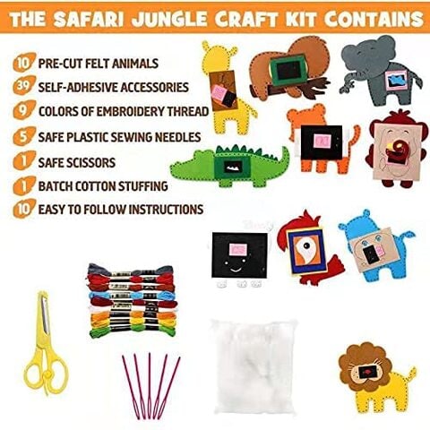 Bobash Kids Sewing Kit Cute Cartoon Sewing Craft Kit Complete Felt Craft Kit Interactive Toy Students Educational DIY Art Craft Supplies for Beginners