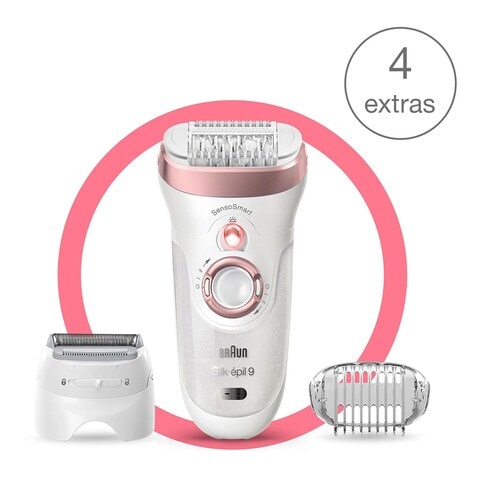 Braun Silk-&Eacute;pil 9 Epilator With 4 Extra Shaver Heads 9720 White