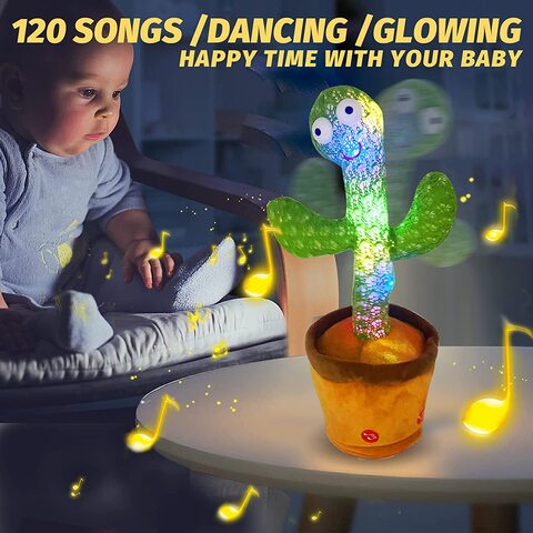 Sky-Touch Dancing Cactus Plush Toy USB Charging, Sing 120 Songs, Recording, Repeat What You Say And Glowing, Fun Toy Gifts For Boys And Girls