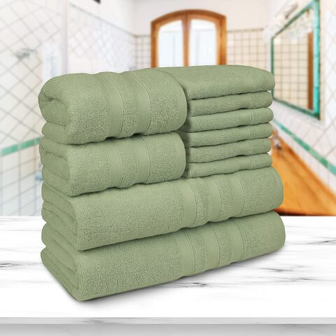 Green hand outlet towels