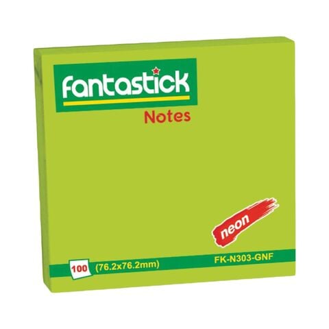 Fantastick Sticky Notes FK-N303-GNF Fluorescent Green 76.2x76.2mm 100 PCS