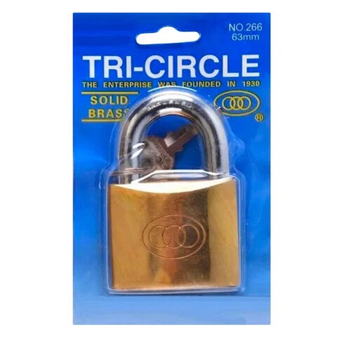 Tri Circle Brass Padlock 63mm