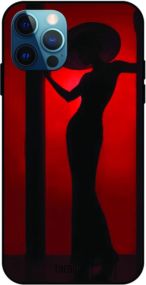 Theodor - Apple iPhone 12 Pro Case Model In Red Background Flexible Silicone Cover