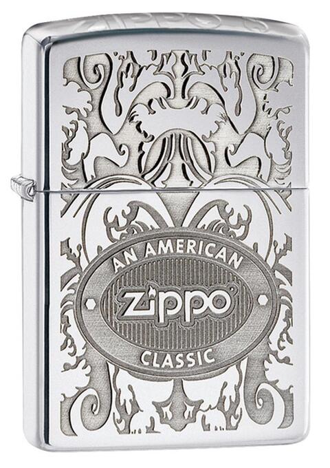 Engraved Crown Stamp™ Chrome Windproof Lighter