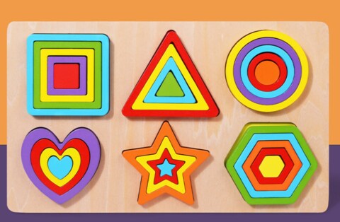 27 pcs Geometric Shapes Wooden puzzles for Motessori Learning
