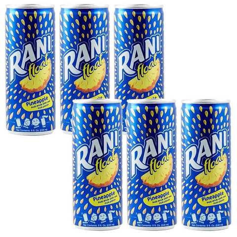 Rani Juice Float Pineapple Fruit Flavor With Real Fruit Pieces 240 Ml 6 Pieces