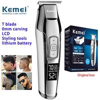 KEMEI Men&#39;s LCD Display Baldheaded Hair Clipper Professional Beard Hair Trimmer Tools Wireless Electric Haircut Cutter Machine Rechargeable Edger,Cordless and USB Rechargeable