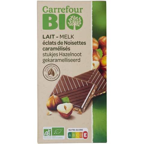 Carrefour Bio Milk Chocolate Bar With Hazelnut 100g