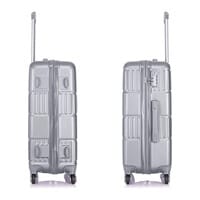 Senator Hard Case Large Suitcase Luggage Trolley For Unisex ABS Lightweight Travel Bag with 4 Spinner Wheels KH1075 Silver White
