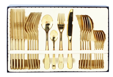 CUTLERY SET, 24 PIECE SET, 410 STAINLESS STEEL, 4MM, SHINY GOLD -CS-24-SG