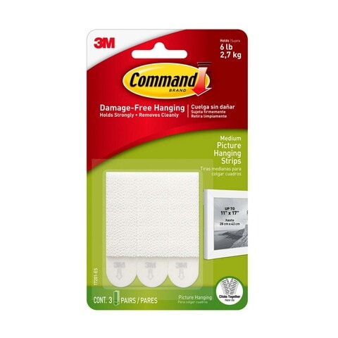Buy 3M Command 17201-ES Picture Hanging Strips, Medium, Holds 4 Kg. Whole  Pack, 4 Pairs/Pack Online