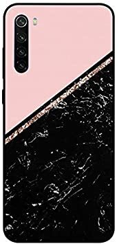 Theodor - Xiaomi Redmi Note 8 Case Cover Black &amp; Pink Background Flexible Silicone Cover