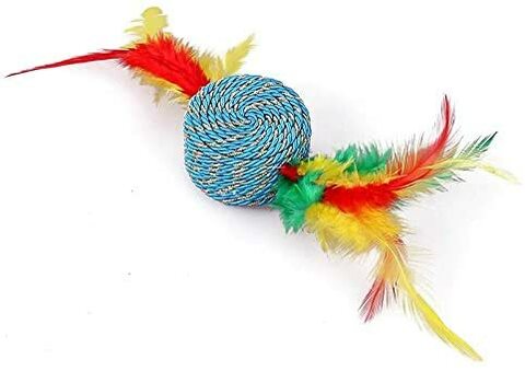 Buy Generic Colorful Pet Cat Kitten Feather Teaser Interactive Toy in UAE