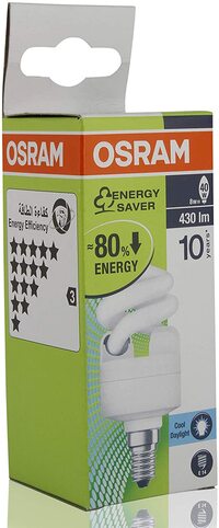 Osram Dulux Mini Twist 8W Cool Daylight Energy Saver Bulb Spiral E14 Base
