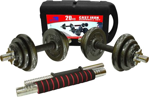 Buy  basics Quality Solid Cast-Iron Construction Fixed Dumbbell,  20-Pound (9.1 KGS) Black Online at Low Prices in India 