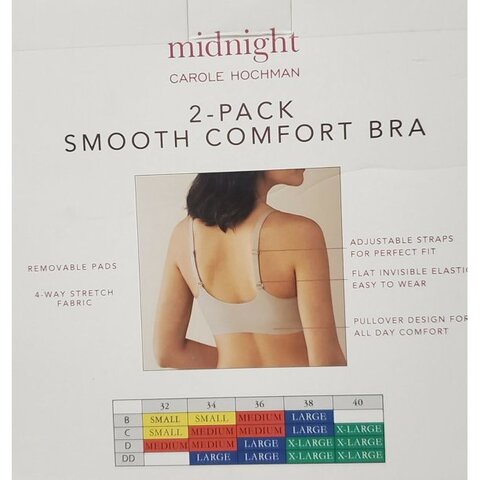 CAROLE HOCHMAN Women&#39;s 2-Pack Midnight Smooth Comfort Bra Size: Medium, Color: White &amp; Ivory