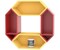 Wooden Pared Hexagon Floating Wall Shelf with 4 Shelves

