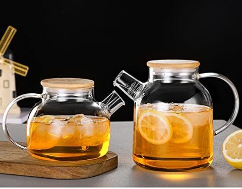 Borosilicate Glass Teapot W/ Bamboo Lid, Stove Top Safe Kettle Pitcher For  Tea/Juice/Water/Coffee 1800ml From Casaideacn, $10.74