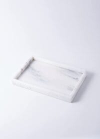 1CHASE&reg; Rectangular Natural White Marble Stone Decorative Trinket Vanity Serving Tray For Kitchen Counter, Jewelry Organizer, Bathroom, Hallway, Dining Area And Bedrooms 30x20x3 CM