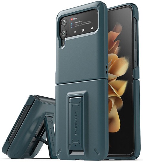 VRS Design QuickStand Modern designed for Samsung Galaxy Z Flip 3 5G case cover (2021) with Kickstand - Ash Green